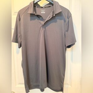 tek gear Men's Gray Short-Sleeve Polo with Subtle Stripe